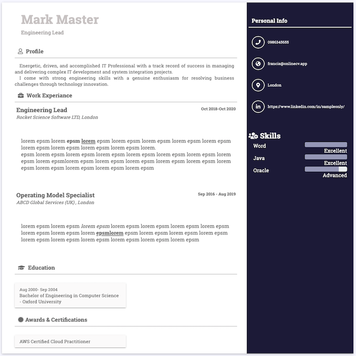 OnlineCV: Online CV Builder & Professional Resume Maker